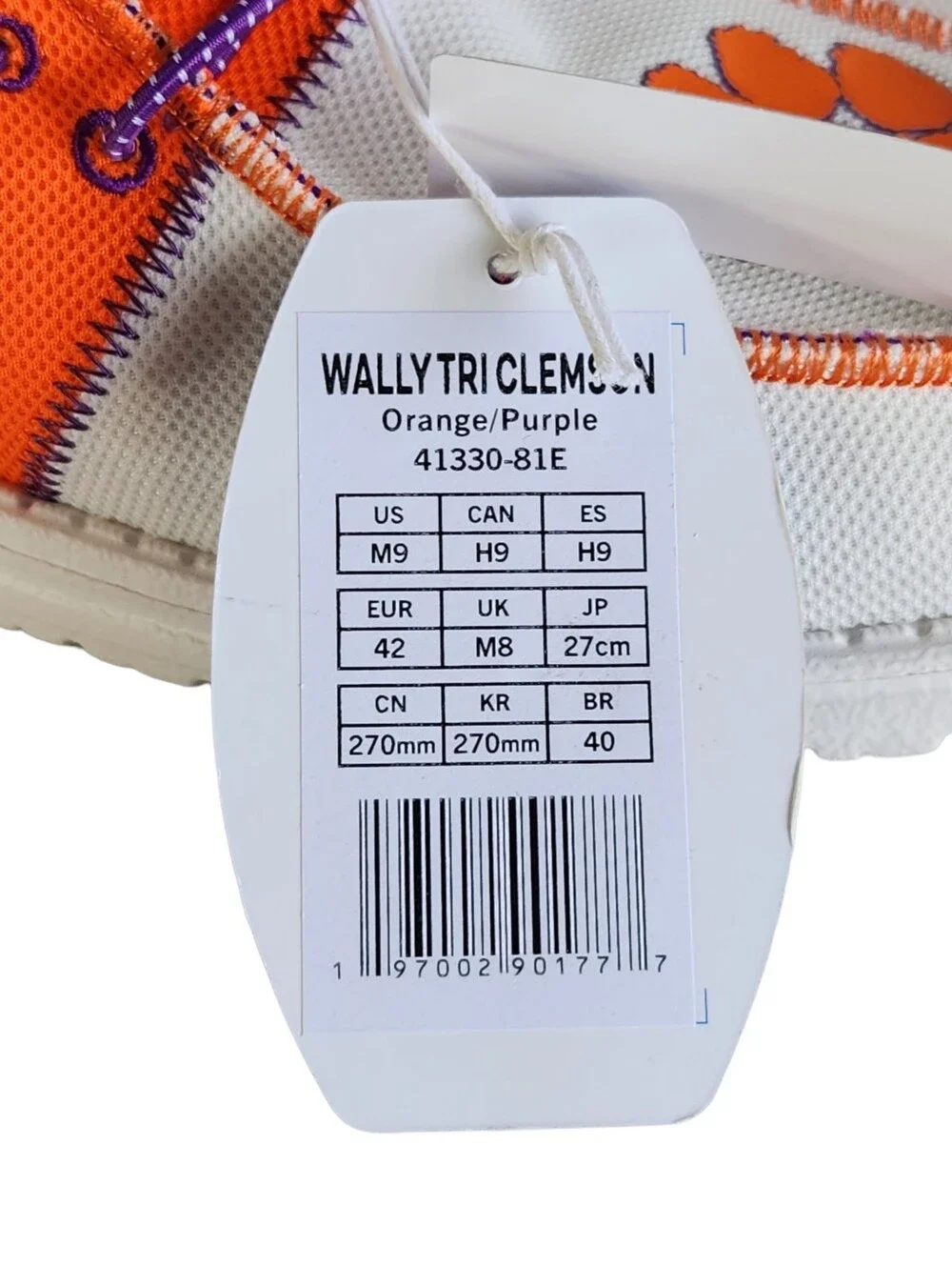 Hey Dude Wally Tri Clemson Mens Size 9 Orange Purple White Walking Slip On Shoes